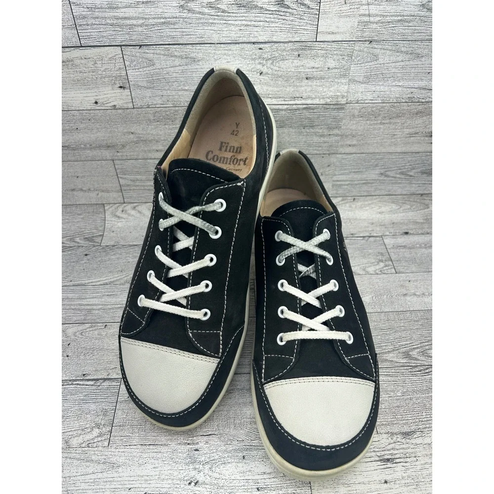 Finn Comfort Black Leather Comfort Sneakers Shoes Women Size 42 EU 10 US